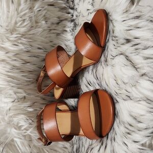 J. Crew Low Block Sandal Brown/Tan